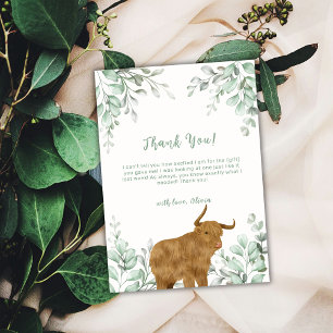 Carte De Remerciements Sage Green Holy Cow Boho Baby shower de verdure