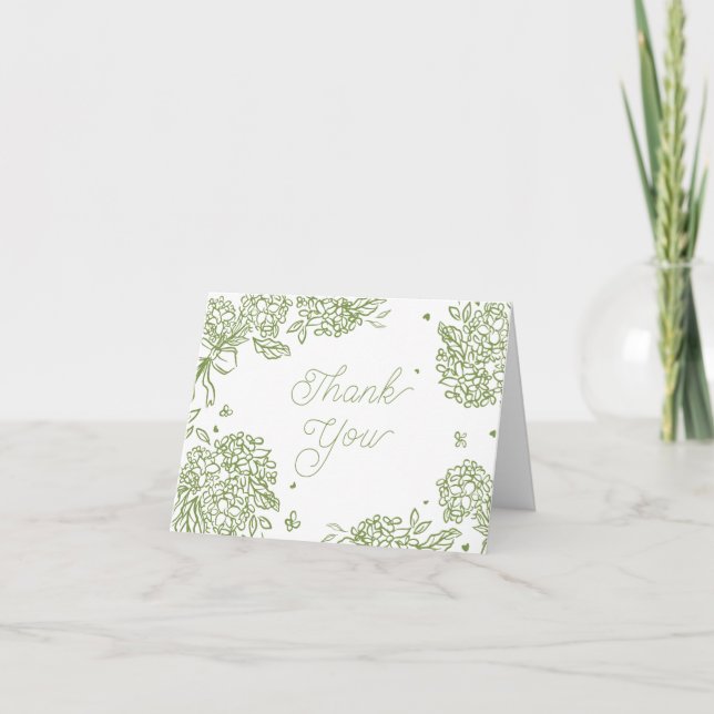Carte De Remerciements Sage Green Hydrangea Thank You Card (Devant)