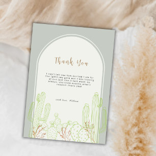 Carte De Remerciements Sage Green Minimaliste Boho Cactus Arche Baby Show