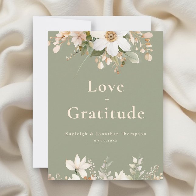 Carte De Remerciements Sage Green Moderne Aquarelle Mariage Floral (Créateur téléchargé)
