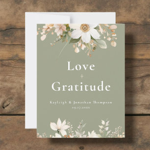 Carte De Remerciements Sage Green Moderne Aquarelle Mariage Floral