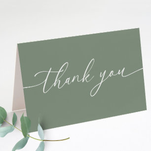 Carte De Remerciements Sage Green Moderne Mariage élégant plié