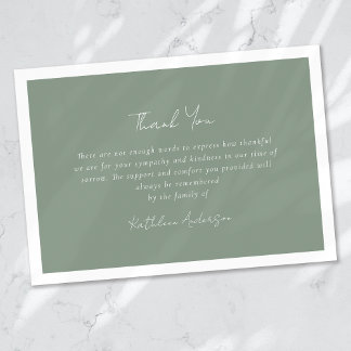 Carte De Remerciements Sage Green Sympathy Funeral
