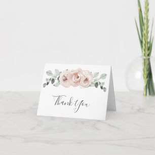 Carte De Remerciements Sage Greenery Rose Floral Dusty Rose Mariage