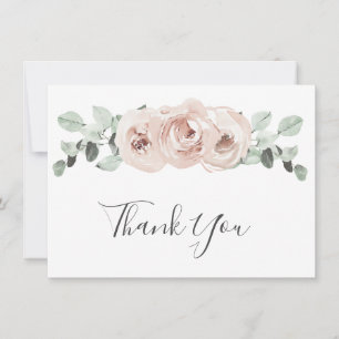 Carte De Remerciements Sage Greenery Rose Floral Dusty Rose Mariage