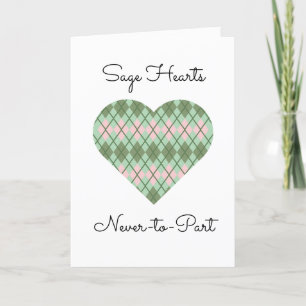 Carte De Remerciements Sage Hearts Sage et Jacquard rose Valentine Card