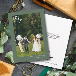 Carte De Remerciements Sage photo moderne à la main vert