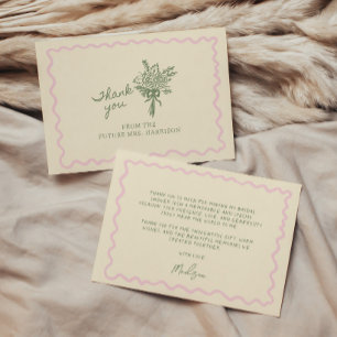 Carte De Remerciements Sage Rose Écriture Main Fantaisiste
