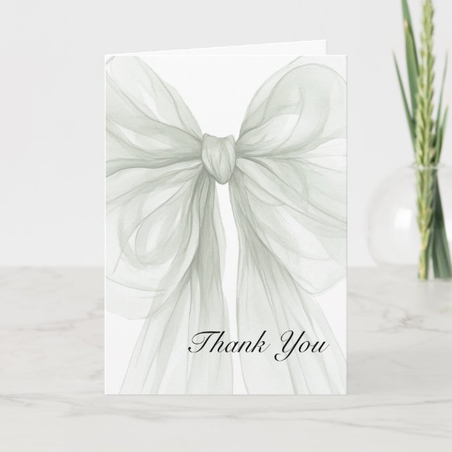 Carte De Remerciements Sage Sheer Bow Elegant Thank You (Devant)