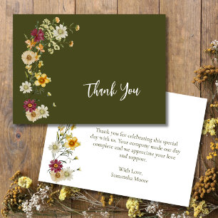 Carte De Remerciements Sage Vert Fleur Sauvage Bohème Rustique