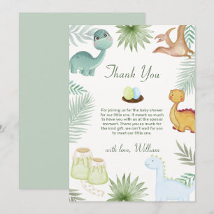Carte De Remerciements Sage Vert Volcan Tropicale Dinosaure Baby Shower