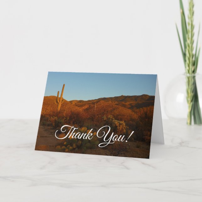 Carte De Remerciements Saguaro Sunset I Arizona Desert Landscape (Devant)