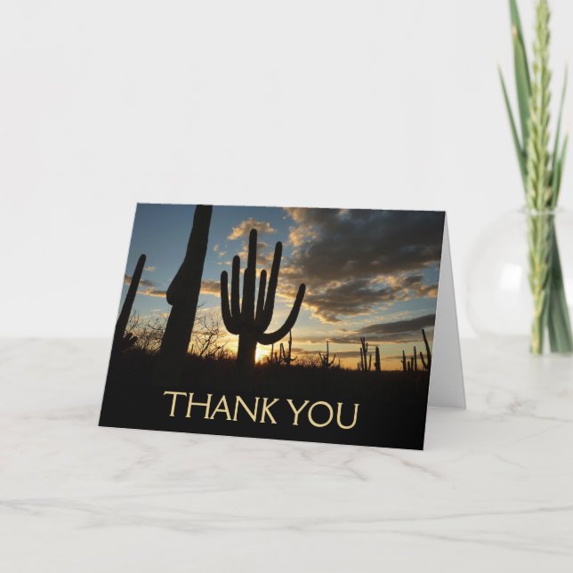 Carte De Remerciements Saguaro Sunset II Arizona Desert Landscape (Devant)