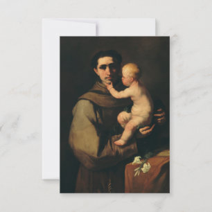 Carte De Remerciements Saint Antoine de Padoue avec Jésus Holy Card