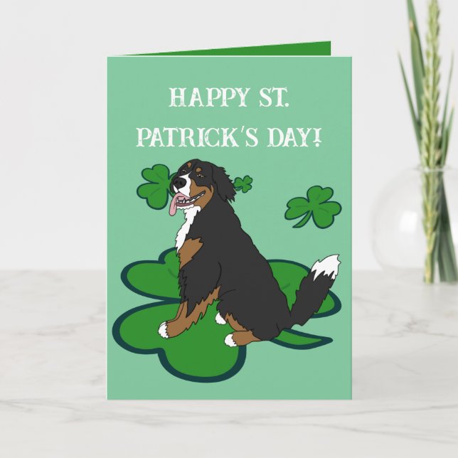 Carte De Remerciements Saint Patrick’s Day Bernese Mountain Dog (Devant)