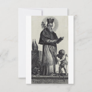 Carte De Remerciements Saint Patrick The Apostle Engraving Holy Card