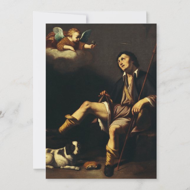 Carte De Remerciements Saint Roch et l'Ange par Guy François (Devant)