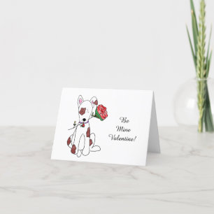 Carte De Remerciements Saint Valentin Chiot tenant la Rose Rouge