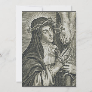 Carte De Remerciements Sainte Catherine de Sienne Crucifixion Art Noir Fo