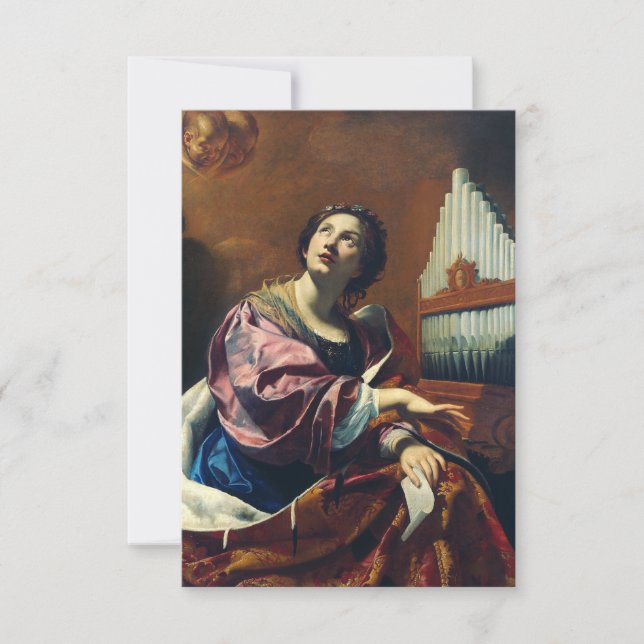 Carte De Remerciements Sainte Cécile par Simon Vouet (Devant)