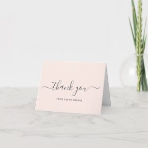 Carte De Remerciements Salon de Beauté Élégant Rose Pâle Entreprise