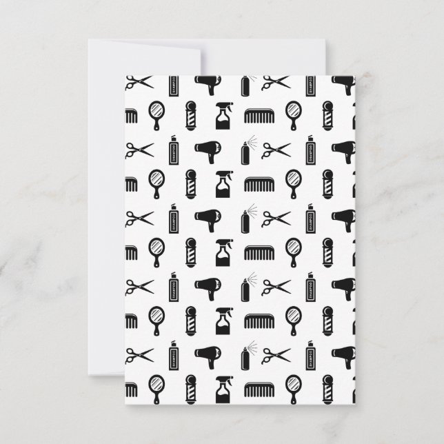 Carte De Remerciements Salon de coiffure & Barbier Motif de coiffeur COUL (Devant)