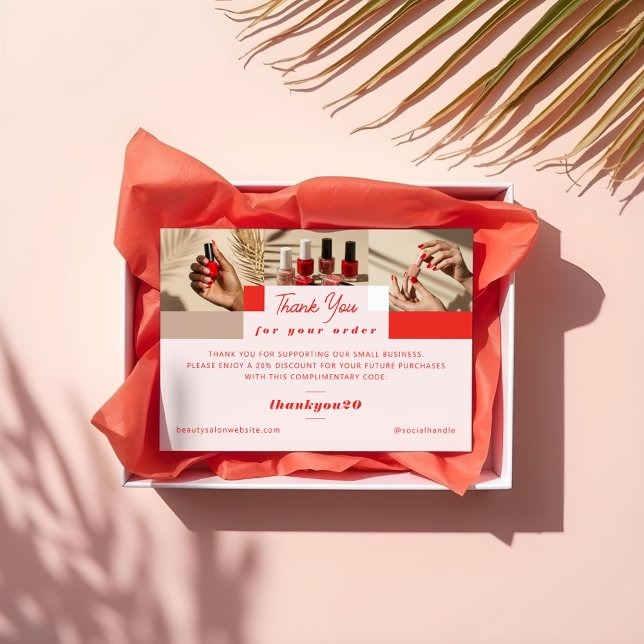 Carte De Remerciements Salon moderne de ongle de grille photo Commande Ca (Modern Photo Grid Nail Salon Order Thank You Card)