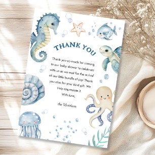 Carte De Remerciements Salut C'est Un Garçon Baby Shower Bleu Marin Océan
