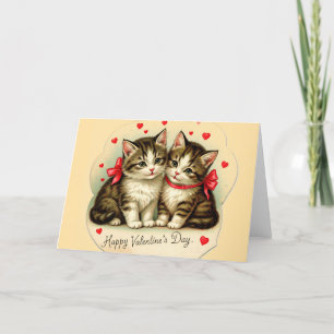 Carte De Remerciements Salutation vintage Valentine's Day Kittens