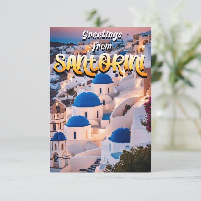 Carte De Remerciements Salutations de Santorin (Debout devant)