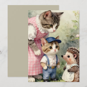 Carte De Remerciements Salutations pour le premier jour – Chat et Hériss