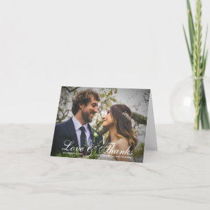 Carte De Remerciements Samantha Calligraphie pliée Photo Mariage