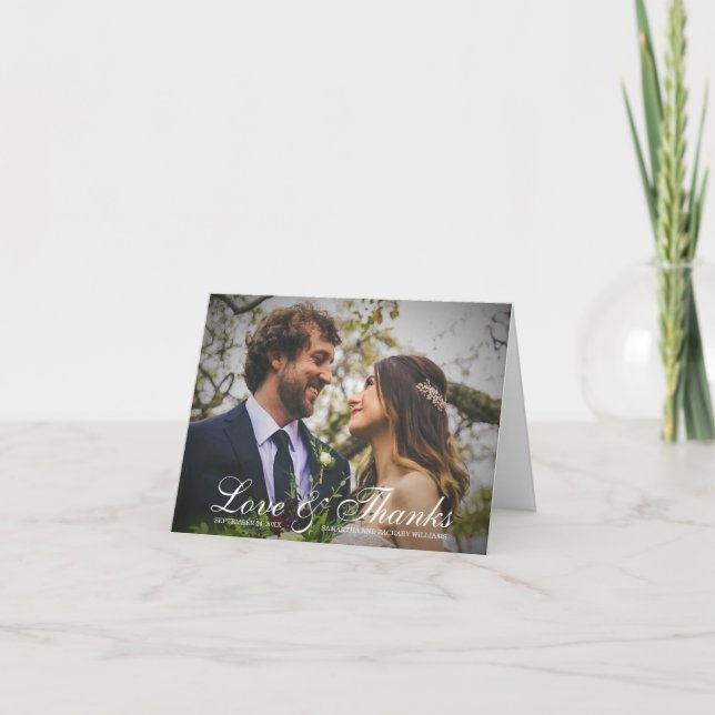 Carte De Remerciements Samantha Calligraphy Plier Mariage photo (Devant)