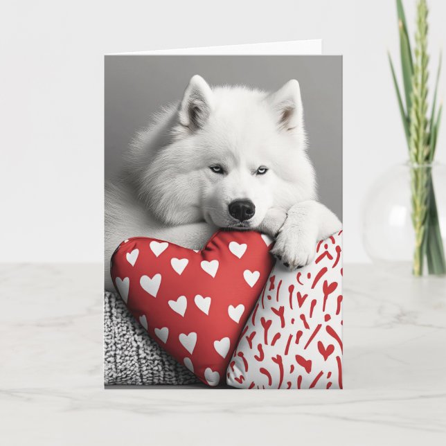 Carte De Remerciements Samoyed Chien Valentine Card (Devant)
