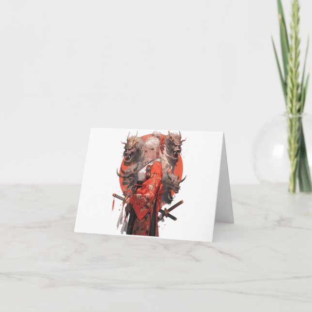 Carte De Remerciements Samurai fille (Devant)