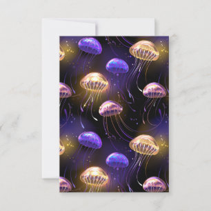 Carte De Remerciements Sans couture avec méduses lumineuses