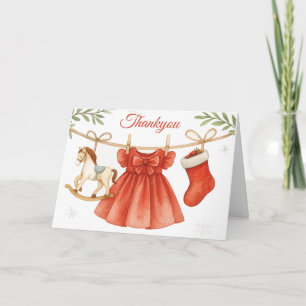 Carte De Remerciements Santa Baby Fête de Bébé Ligne de Vêtements Fille