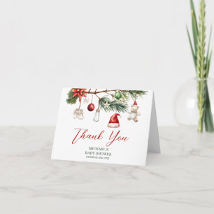 Carte De Remerciements Santa Baby Vacances de Noël Baby Shower Pliée