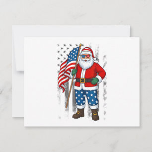 Carte De Remerciements Santa USA Drapeau Américain Noël En Juillet Joyeux