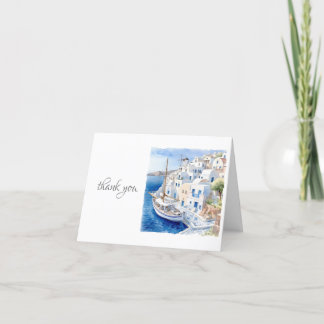 Carte De Remerciements Santorin bleu et blanc
