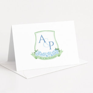 Carte De Remerciements Sap Green Blue Hydrangea Botanique Mariage Crest