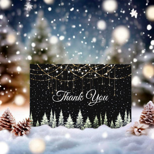 Carte De Remerciements Sapins de Noël lumières ruisselantes de paillettes