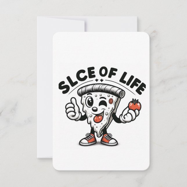 Carte De Remerciements Sassy Pizza Slice avec personnalité (Devant)