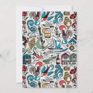 Carte De Remerciements Saudade // motifs populaires du Portugal