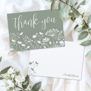 Carte De Remerciements Sauge Fleur Sauvage Verte