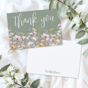 Carte De Remerciements Sauge Fleur Sauvage Verte