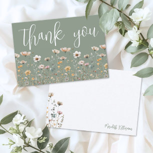 Carte De Remerciements Sauge Fleur Sauvage Verte