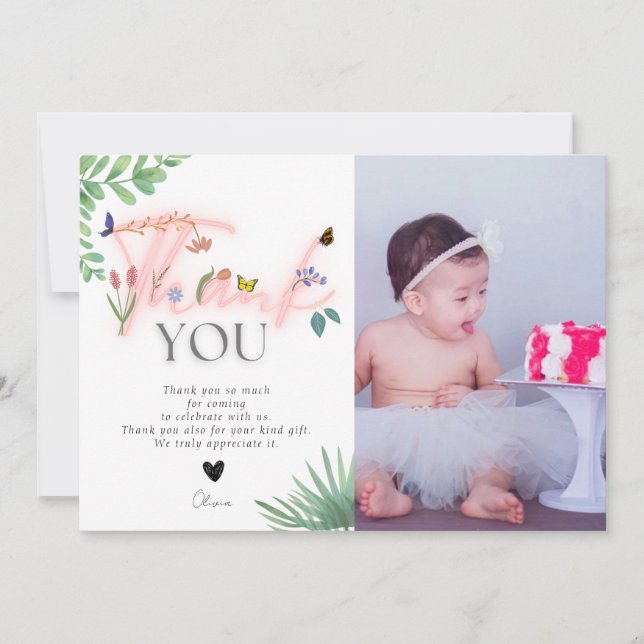 Carte De Remerciements Sauvage et magnifique, fleur sauvage, photo rose (Devant)