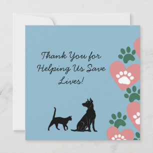 Carte De Remerciements Sauvetage d'animaux Chien et chat