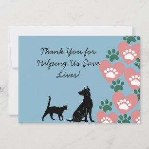 Carte De Remerciements Sauvetage d'animaux Chien et chat